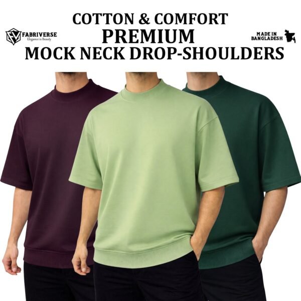 Mock Neck Drop-Shoulder (Coffee-Lemon-B.Green)