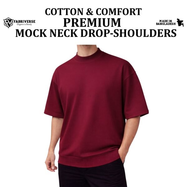 Mock Neck Drop-Shoulder (Maroon)