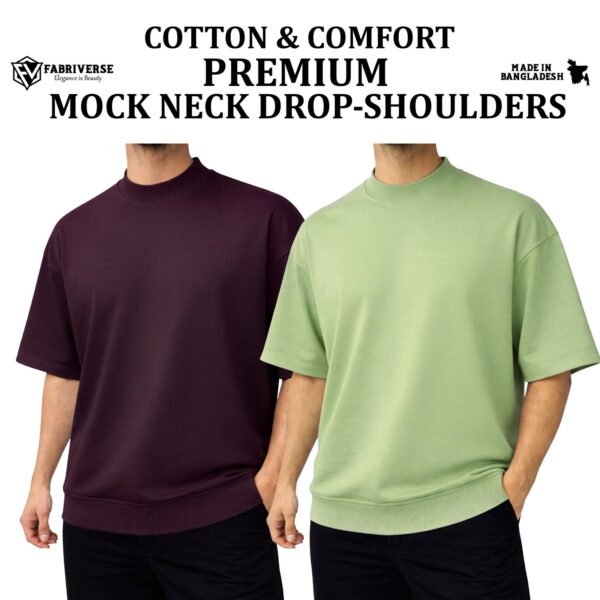 Mock Neck Drop-Shoulder (Coffee-Lemon)