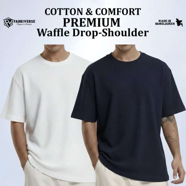 Premium Waffle Drop (White-Navy)