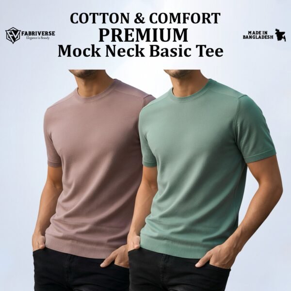 Premium Mock Neck (Brick-Mint)