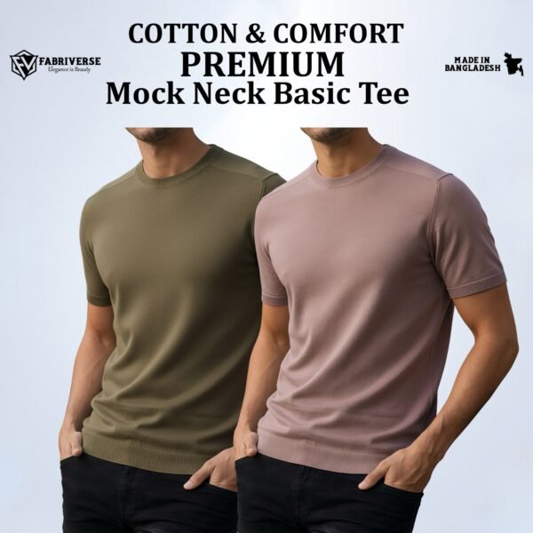 Premium Mock Neck (Boil Olive-Brick)
