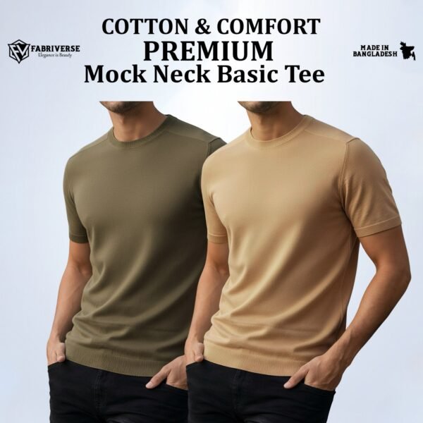 Premium Mock Neck (Boil Olive-Beige)