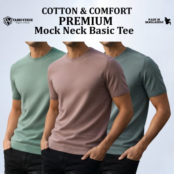 Premium Mock Neck (Mint-Brick-Pastle)