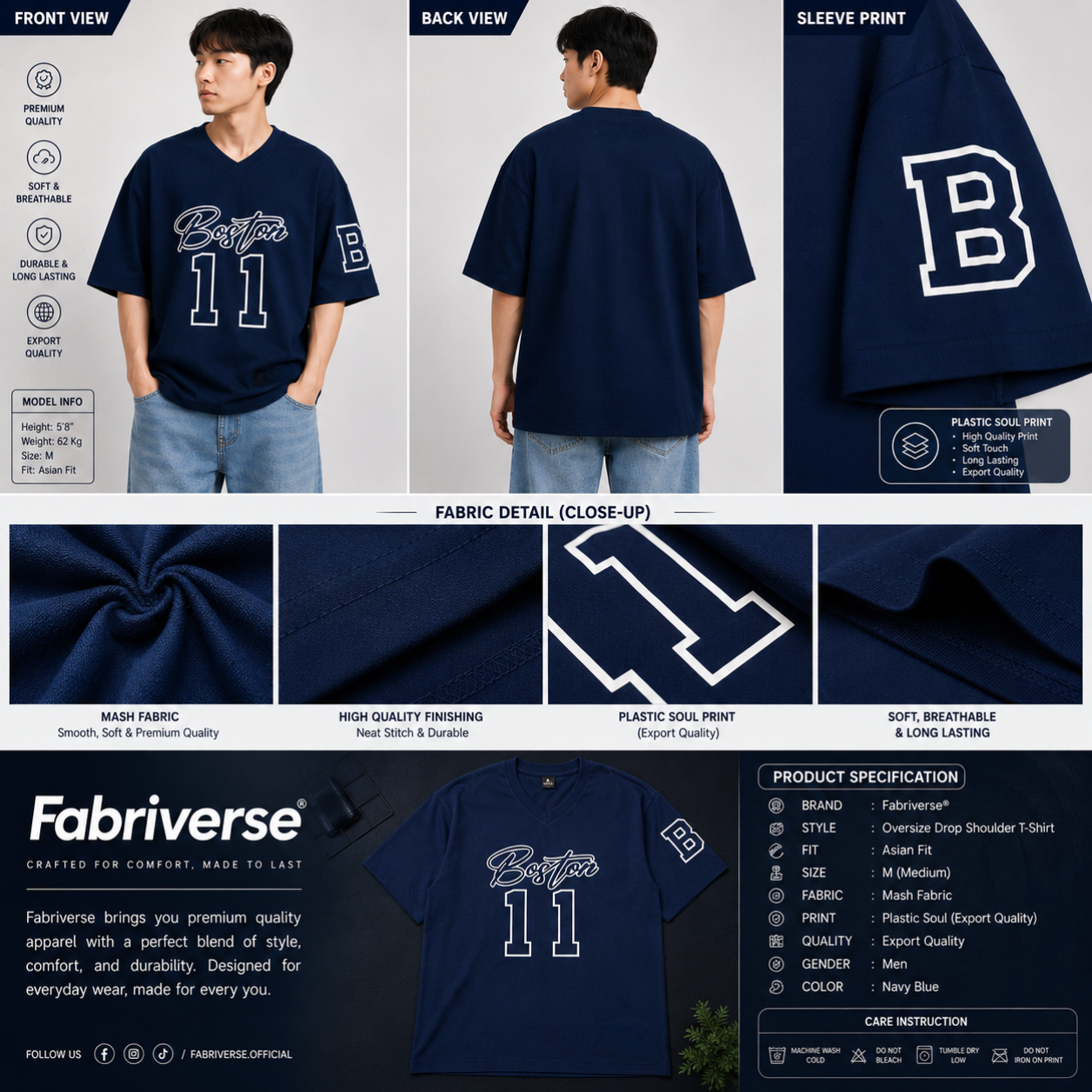 Premium Mash Drop-Shoulder (Navy)