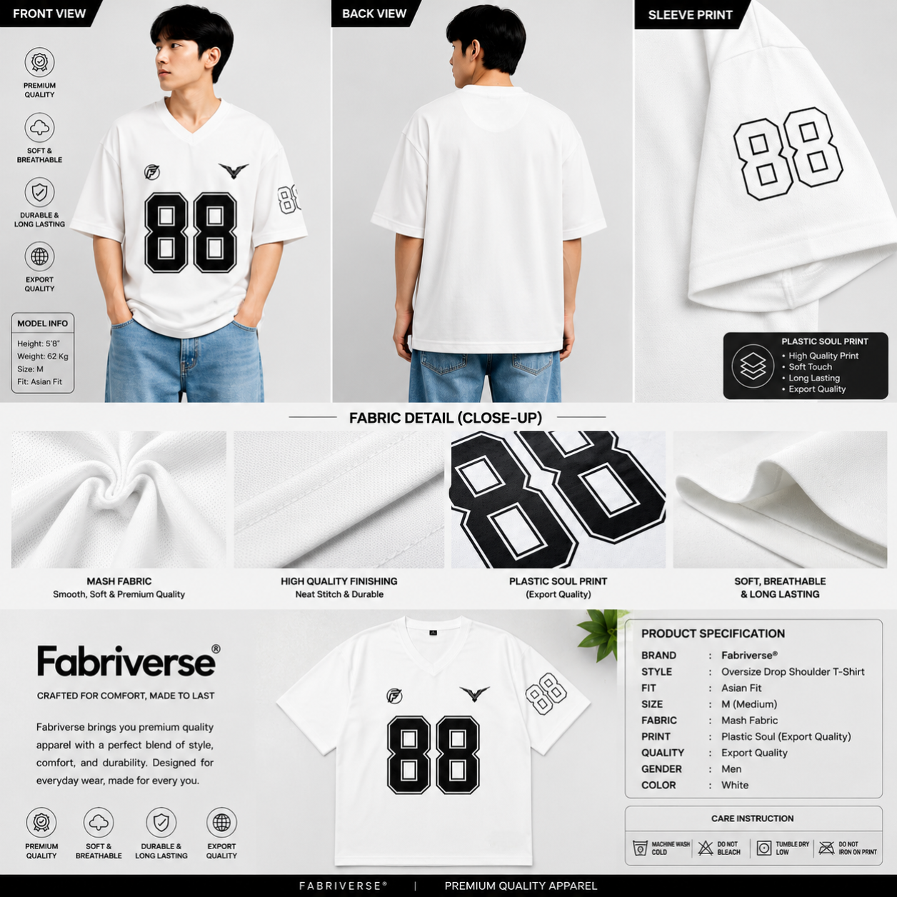 Premium Mash Drop-Shoulder (White)