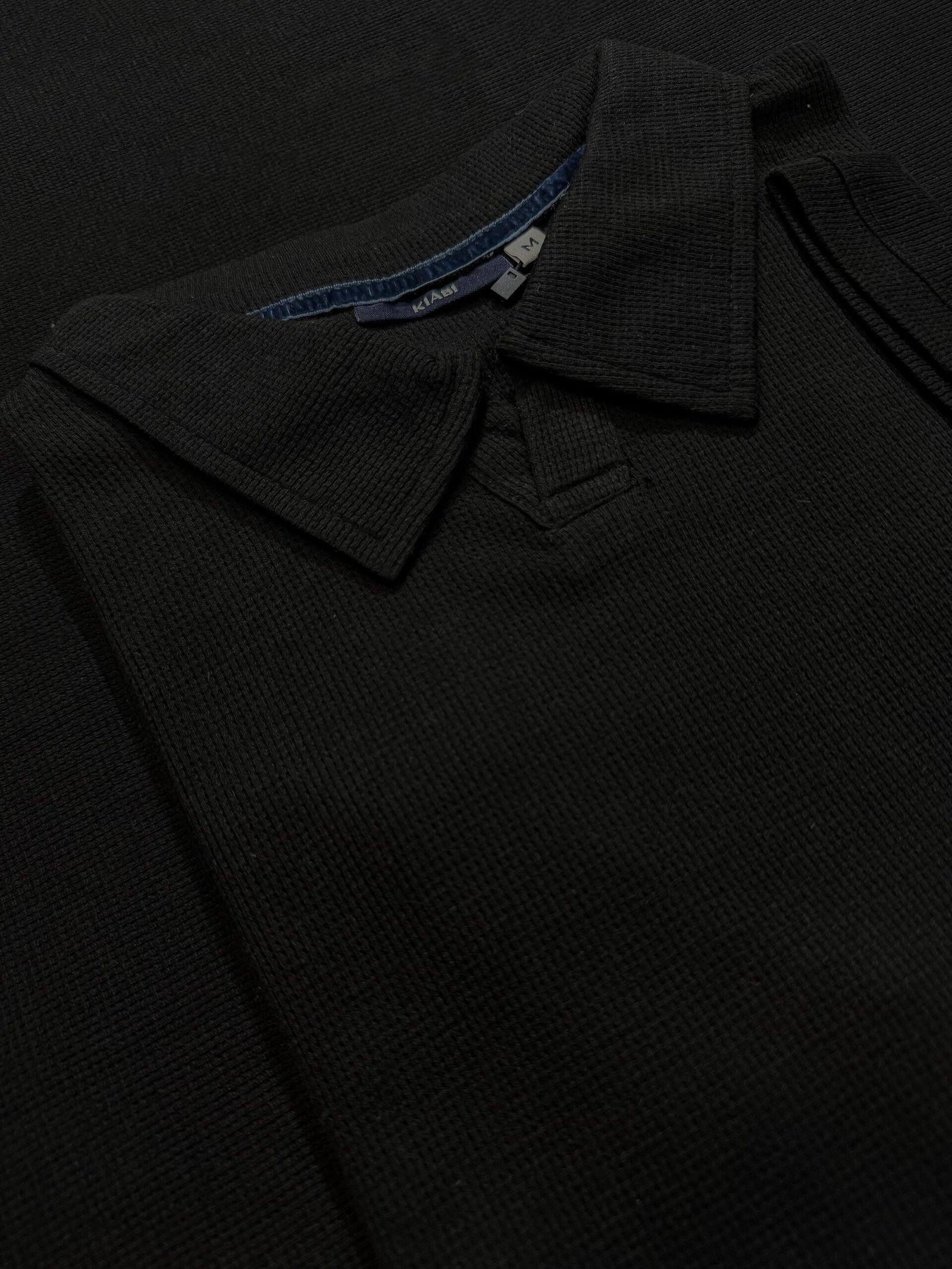 Premium Waffle Cuban Polo (Black) - Image 2
