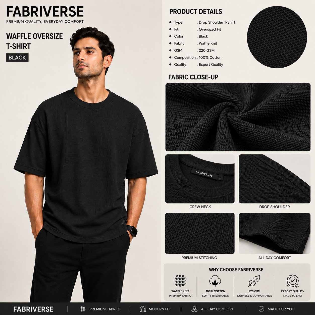 Premium Waffle Drop (Black)