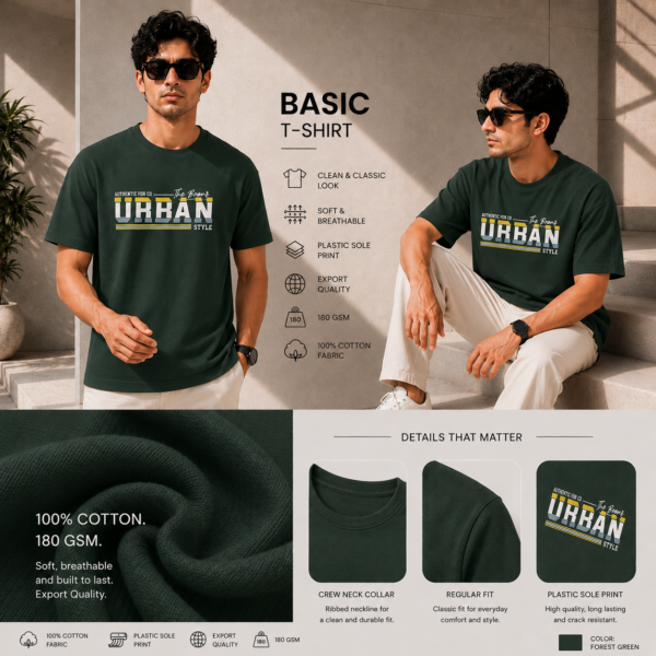 Printed Basic T-Shirt (B.Green)