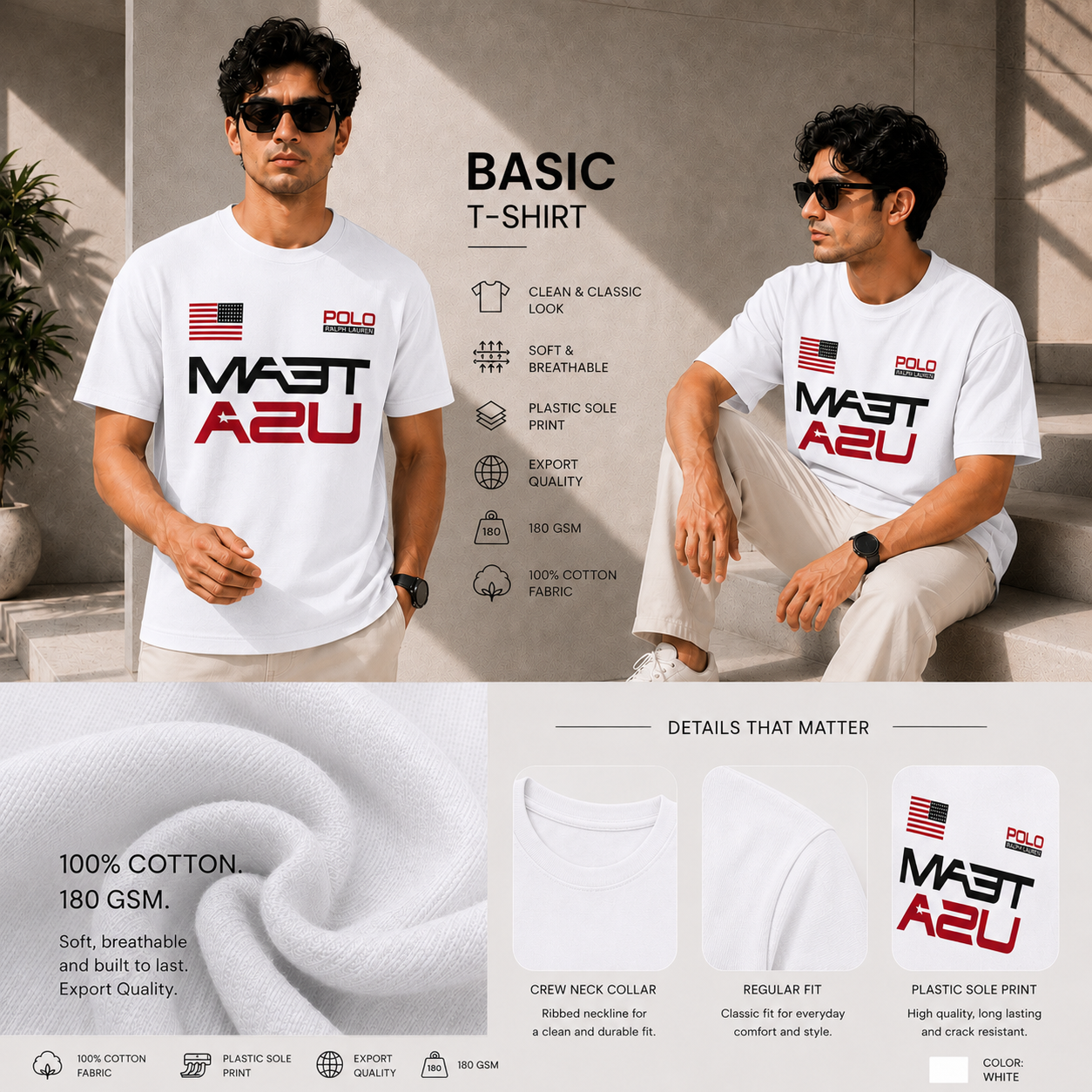 Printed Basic T-Shirt (White)