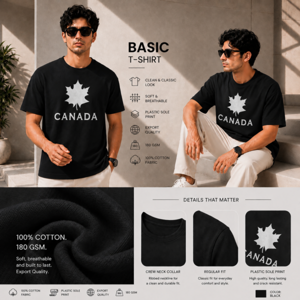 Printed Basic T-Shirt (Black)