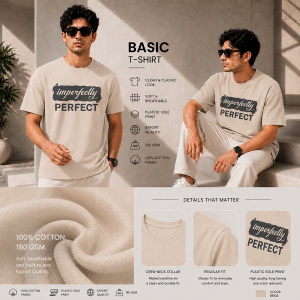 Printed Basic T-Shirt (Biscuit)