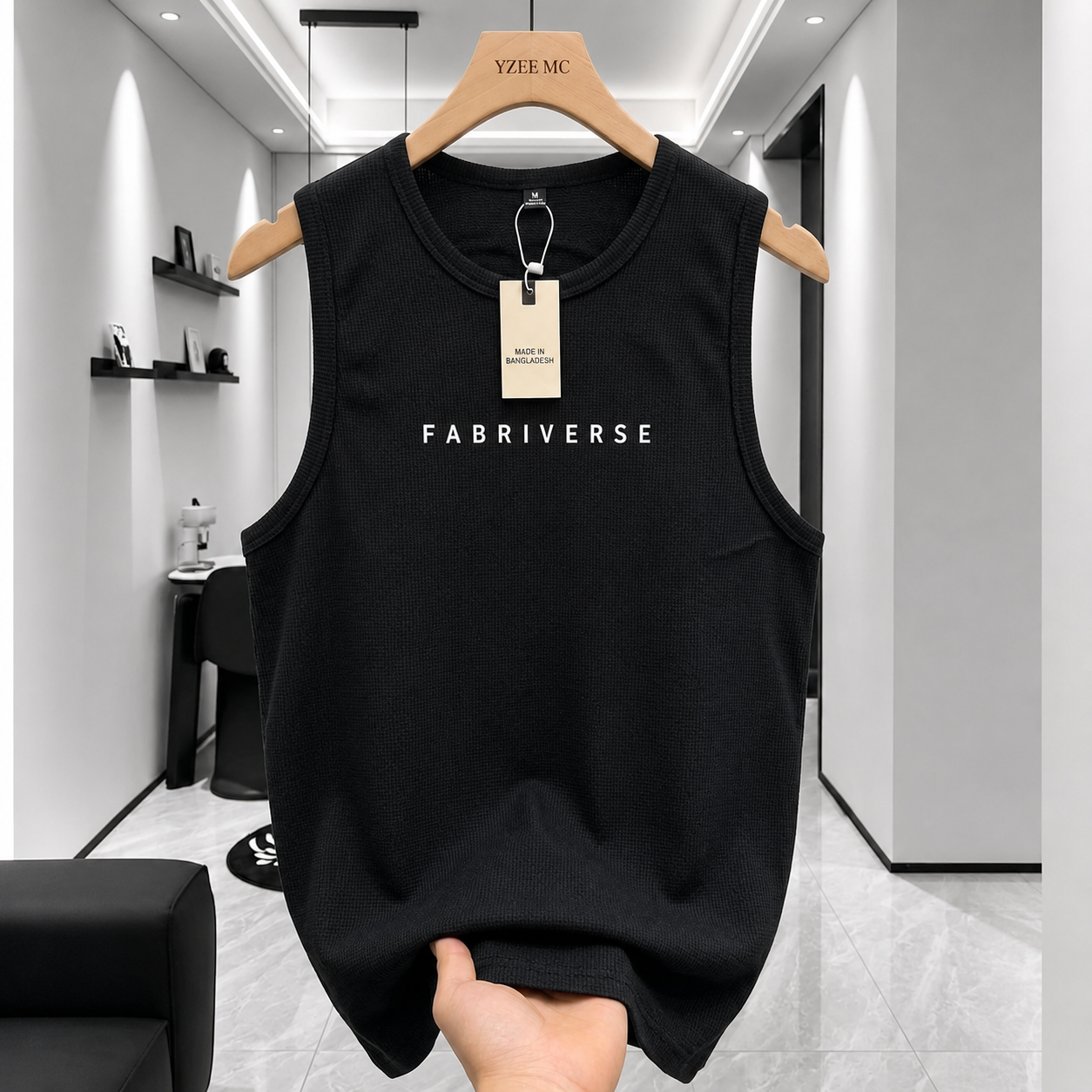 Premium Waffle Tank Top (Black)