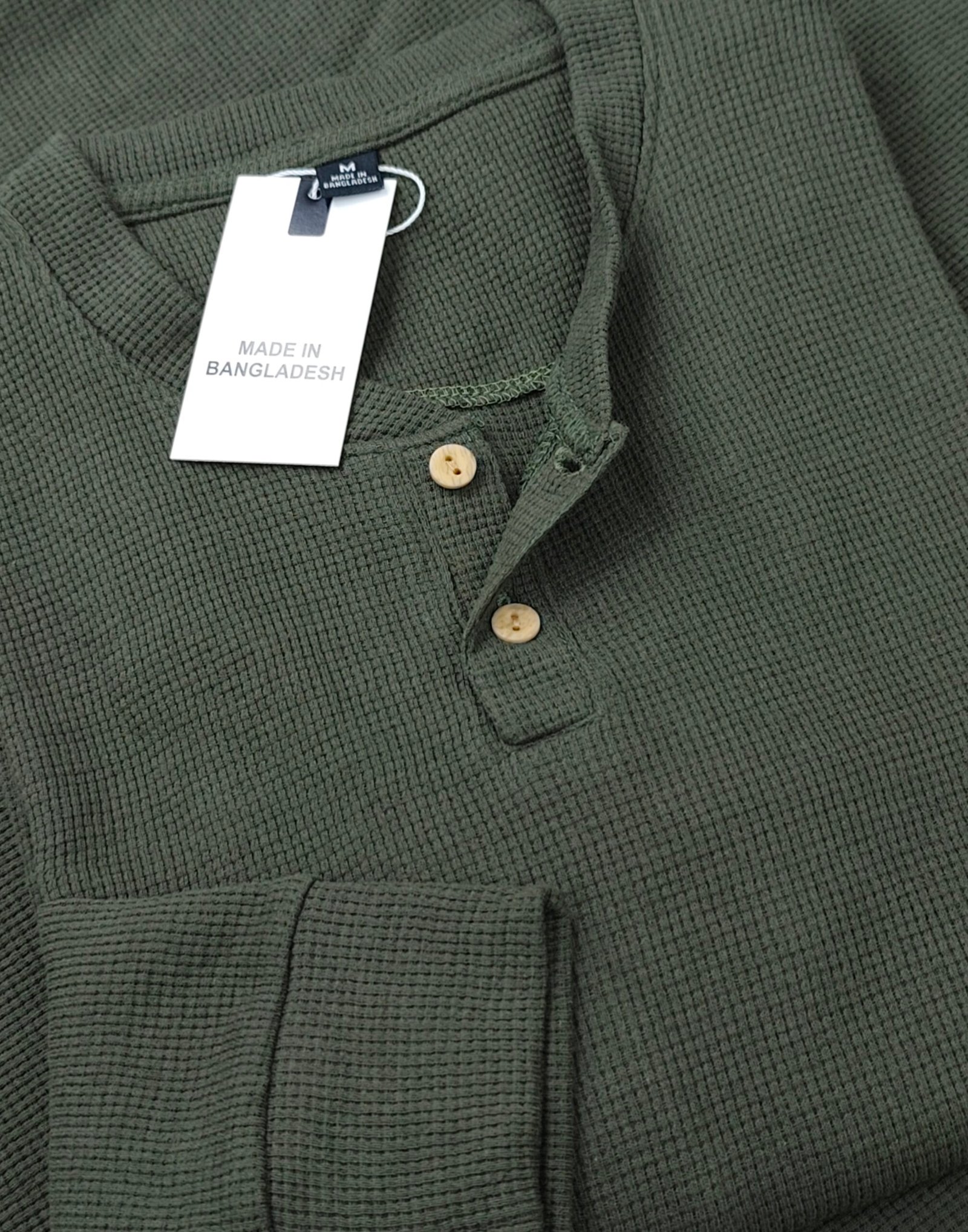 Premium Henley Full Sleeve T-Shirt (Olive) - Image 2