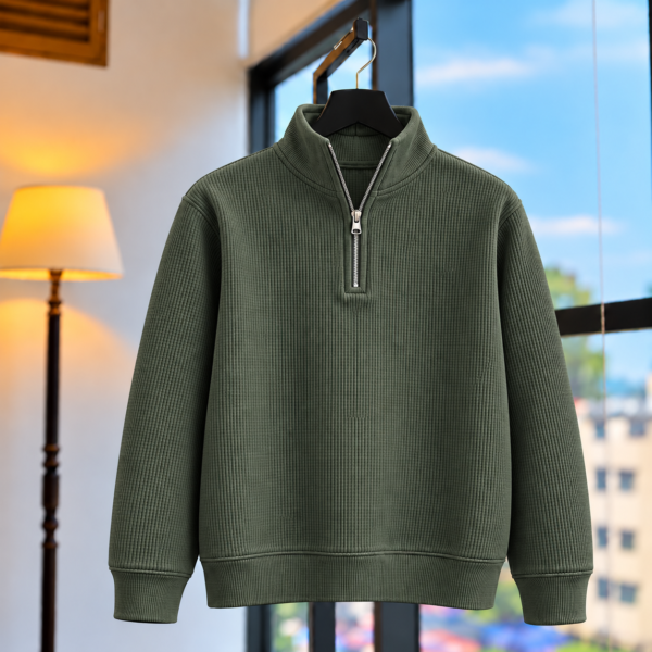 Premium Half Zipper Sweatshirt (Olive)