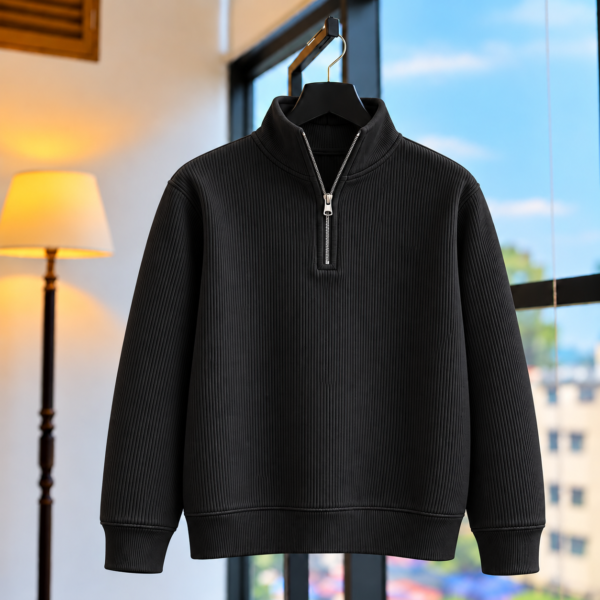 Premium Half Zipper Sweatshirt (Black)